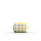 Butter Yellow Gingham Apple AirPods Tough Case — angled view