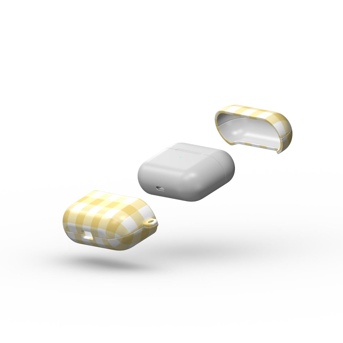Butter Yellow Gingham Apple AirPods Tough Case — layers separated