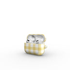 Butter Yellow Gingham Apple AirPods Tough Case — full view, front print