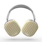 Butter Yellow Gingham Apple AirPods Max Tough Case — angled view