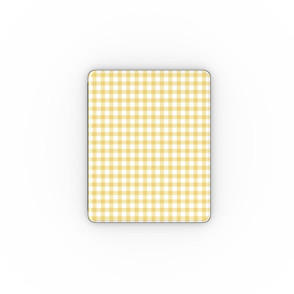 Butter Yellow Gingham Apple iPad Case — full view, full back print