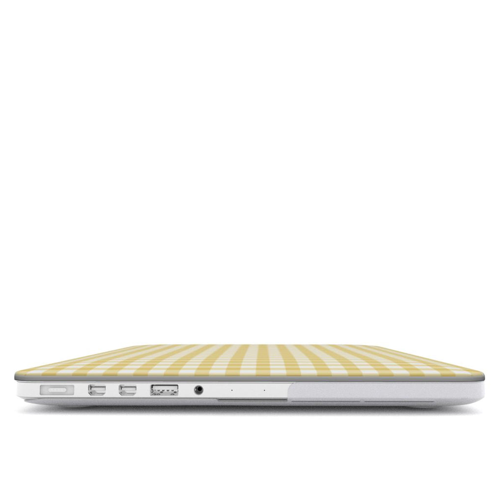 Butter Yellow Gingham MacBook Case — angled view
