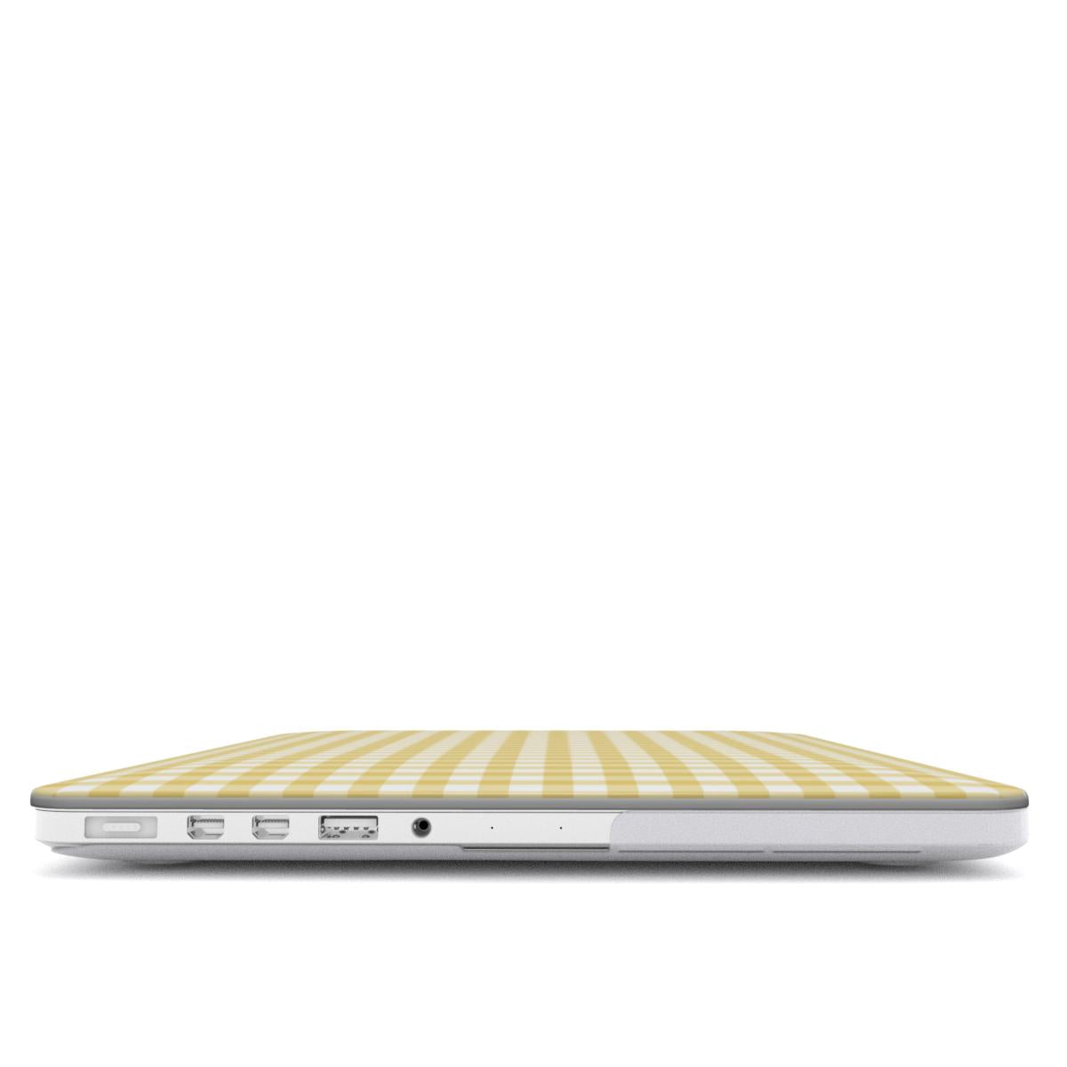 Butter Yellow Gingham MacBook Case — angled view