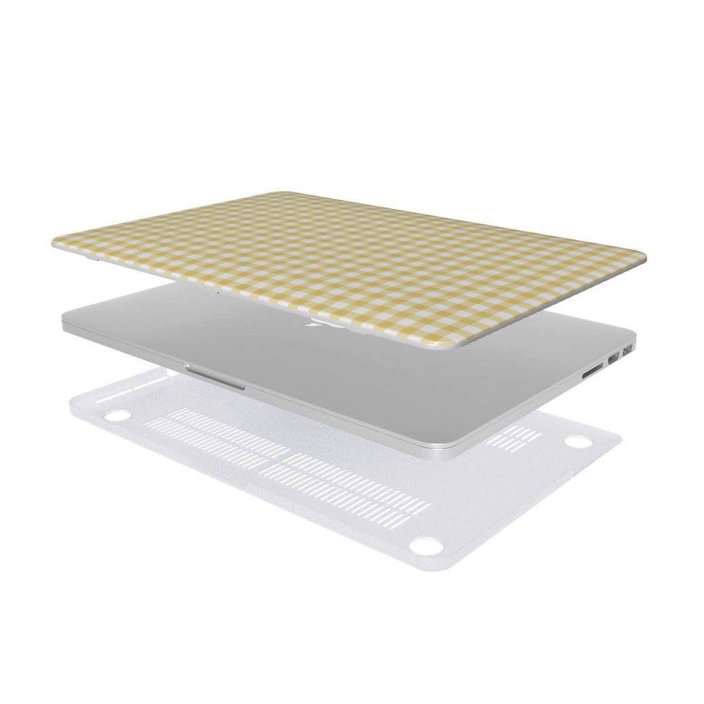 Butter Yellow Gingham MacBook Case — layers separated