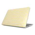 Butter Yellow Gingham MacBook Case — full view, print at lid scale