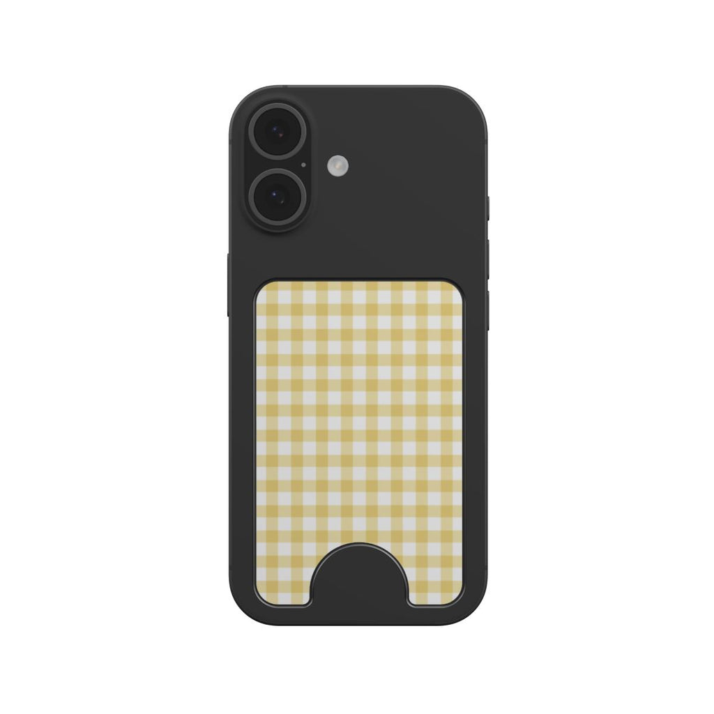 Butter Yellow Gingham Magnetic Wallet — angled view