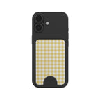 Butter Yellow Gingham Magnetic Wallet — angled view