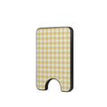 Butter Yellow Gingham Magnetic Wallet — full view, front print