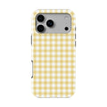 Butter Yellow Gingham phone case — back view, full print