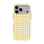 Butter Yellow Gingham phone case — back view, full print