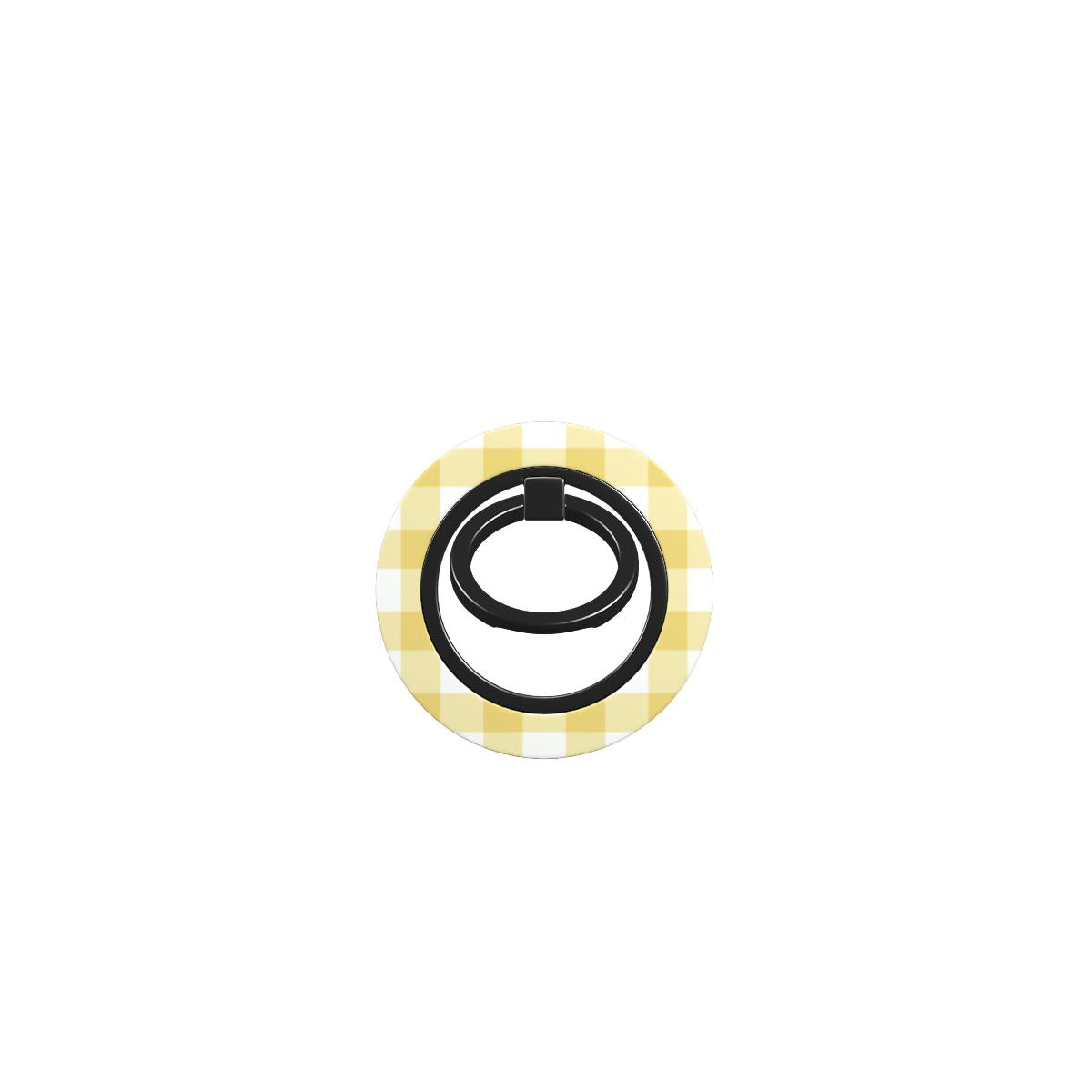 Butter Yellow Gingham Ring Holder — full view, front print