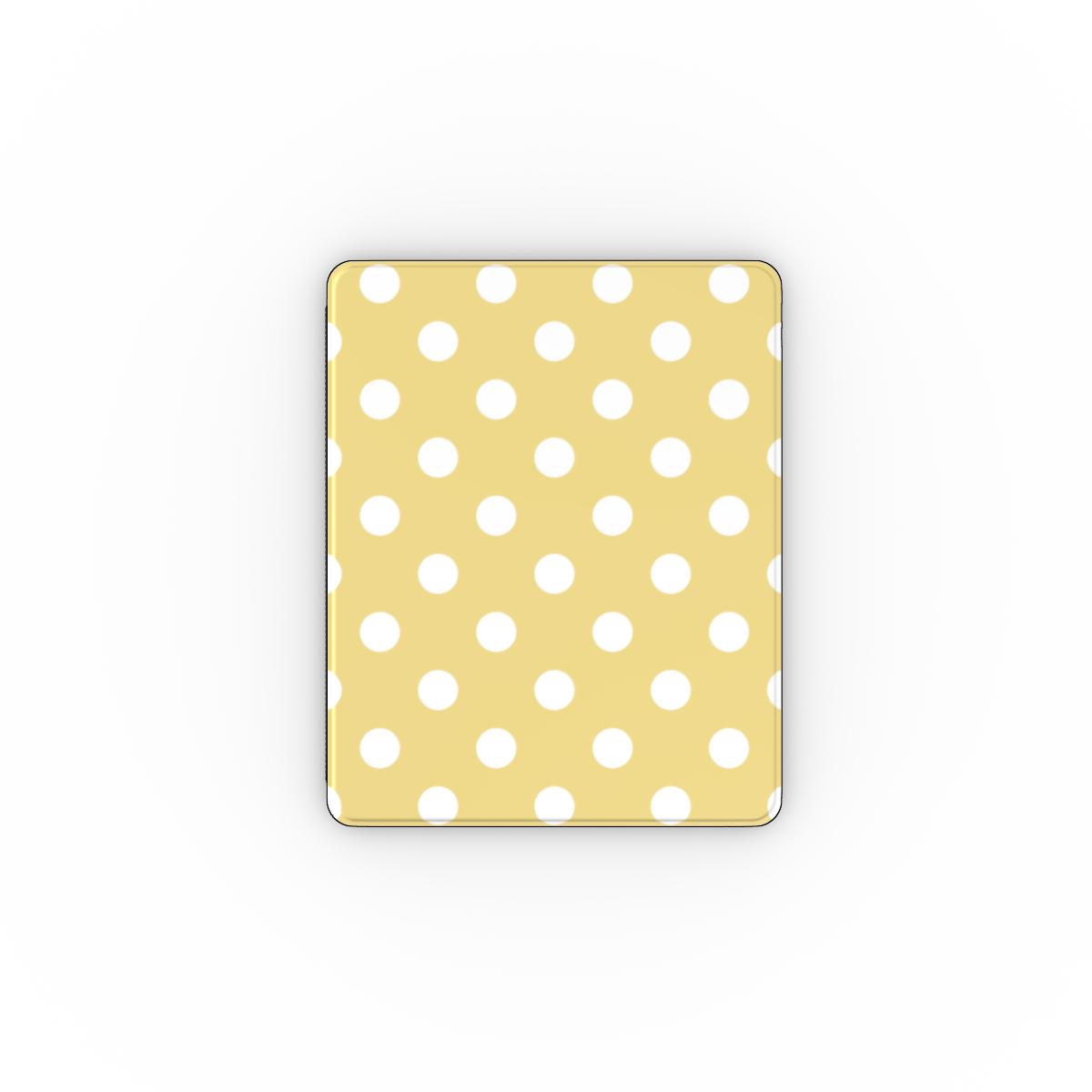 White in Butter Yellow Polka Dots Apple iPad Case — full view, full back print