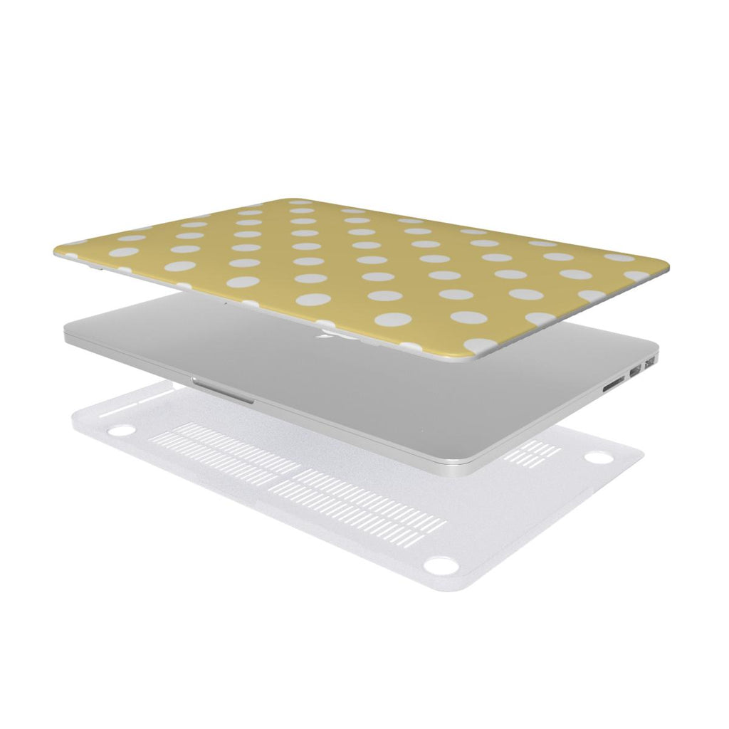 White in Butter Yellow Polka Dots MacBook Case — layers separated