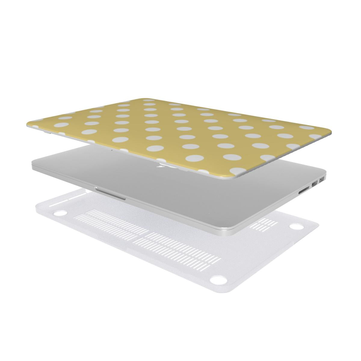 White in Butter Yellow Polka Dots MacBook Case — layers separated