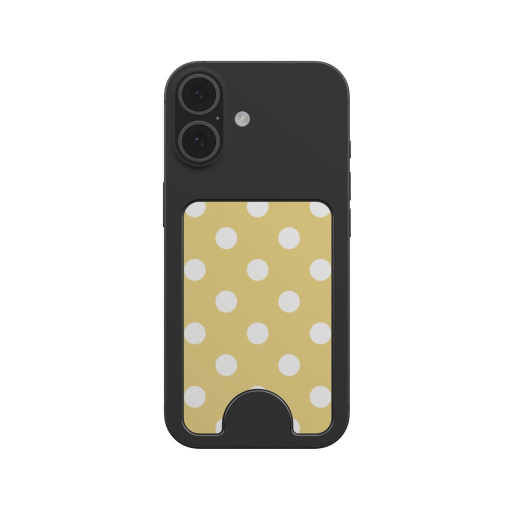 White in Butter Yellow Polka Dots Magnetic Wallet — angled view