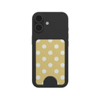 White in Butter Yellow Polka Dots Magnetic Wallet — angled view