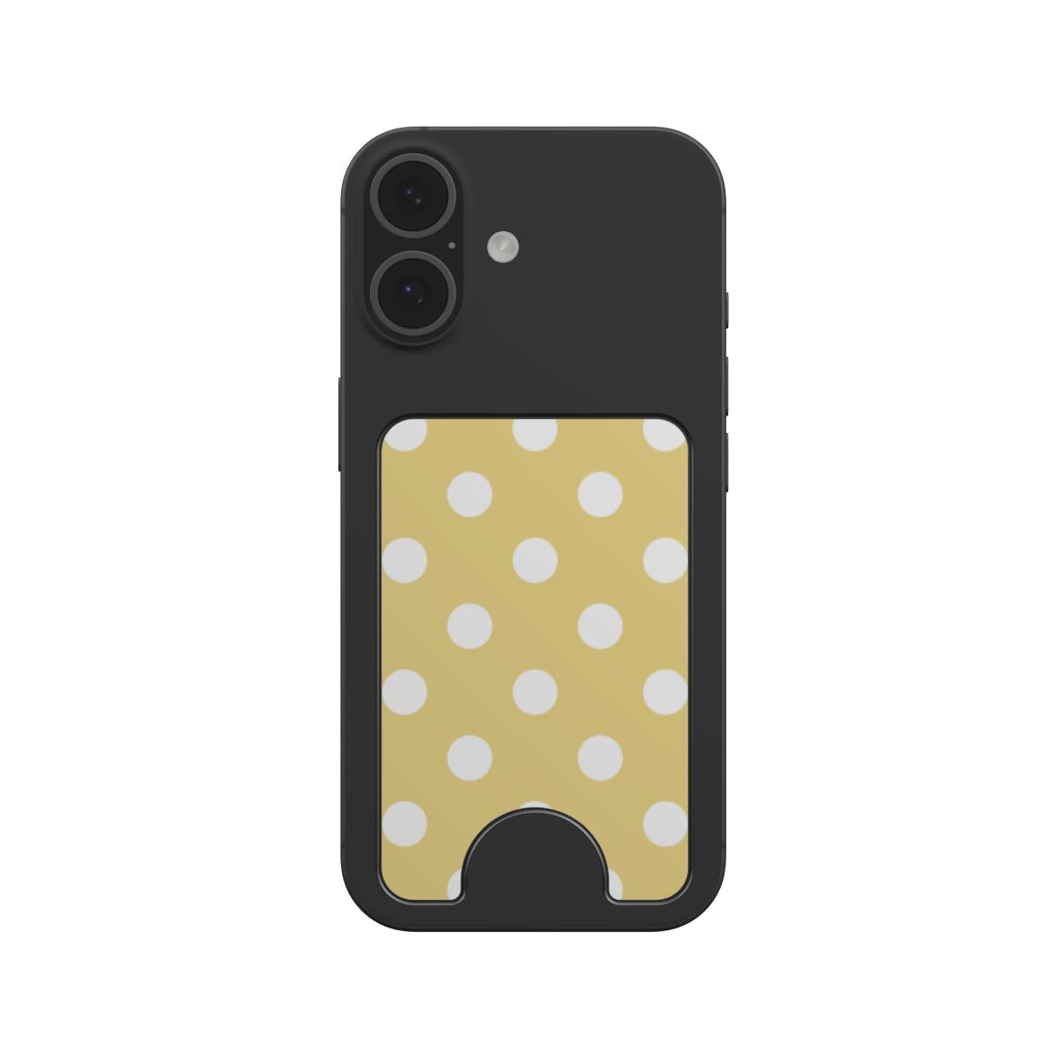 White in Butter Yellow Polka Dots Magnetic Wallet — angled view