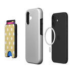 White in Butter Yellow Polka Dots Magnetic Wallet — layers separated