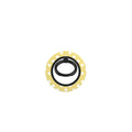 White in Butter Yellow Polka Dots Ring Holder — full view, front print
