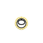 White in Butter Yellow Polka Dots Ring Holder — full view, front print