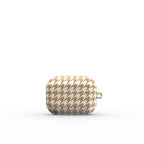 Camel Houndstooth Apple AirPods Tough Case — angled view