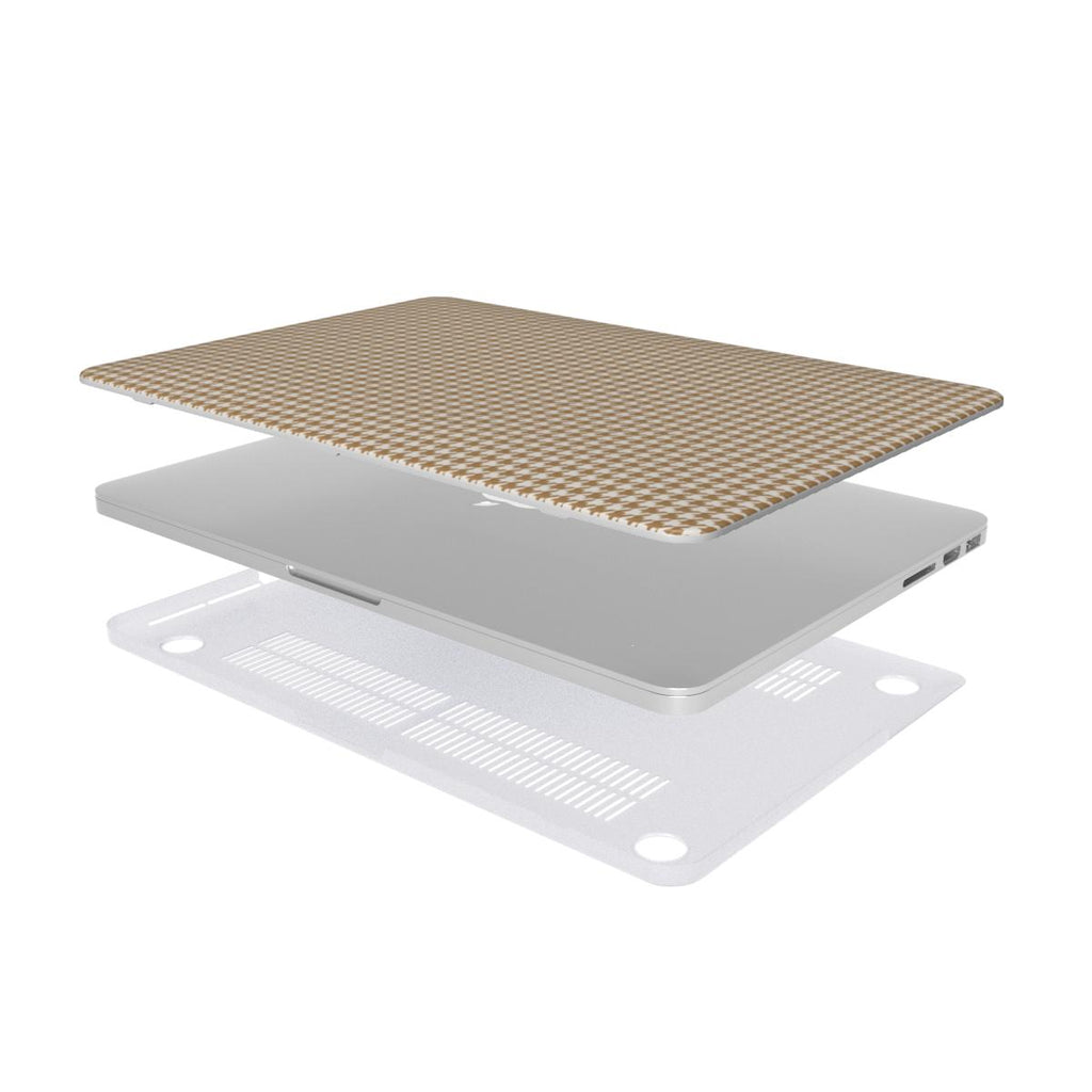 Camel Houndstooth MacBook Case — layers separated