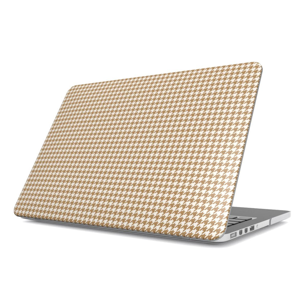 Camel Houndstooth MacBook Case — full view, print at lid scale