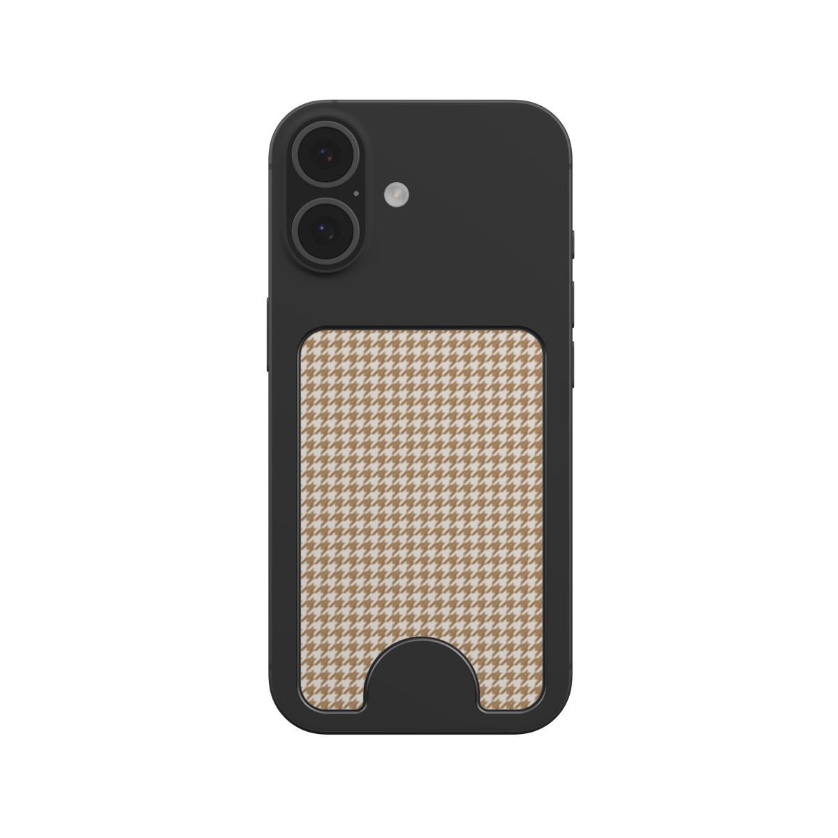 Camel Houndstooth Magnetic Wallet — angled view