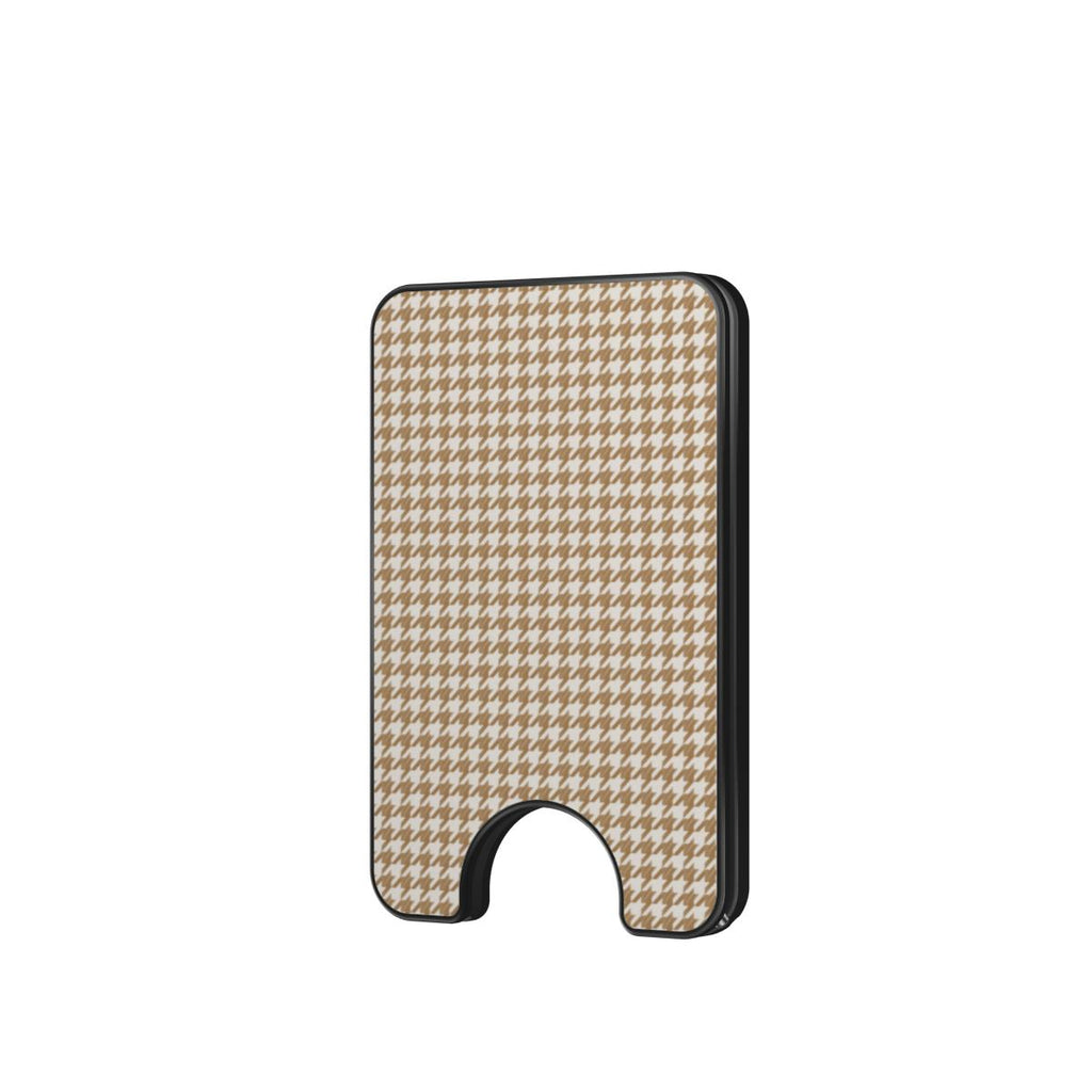 Camel Houndstooth Magnetic Wallet — full view, front print