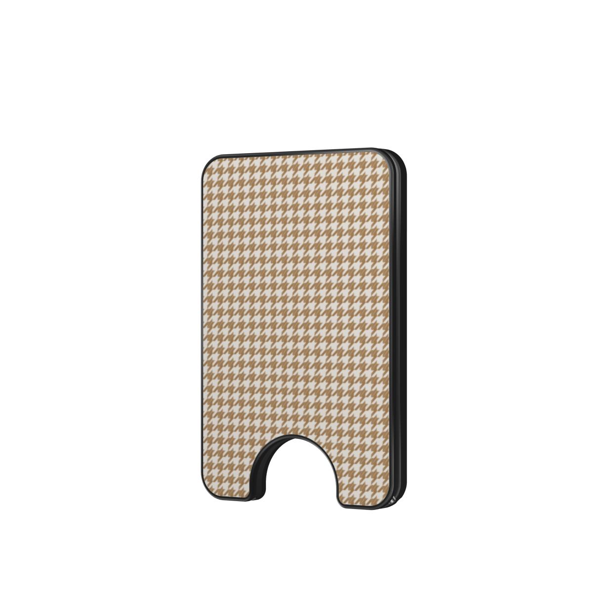 Camel Houndstooth Magnetic Wallet — full view, front print