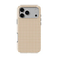 Camel Houndstooth phone case — back view, full print