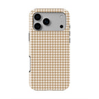 Camel Houndstooth phone case — back view, full print