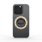 Camel Houndstooth Ring Holder — on phone, back view