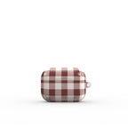 Cherry Mocha Gingham Apple AirPods Tough Case — angled view