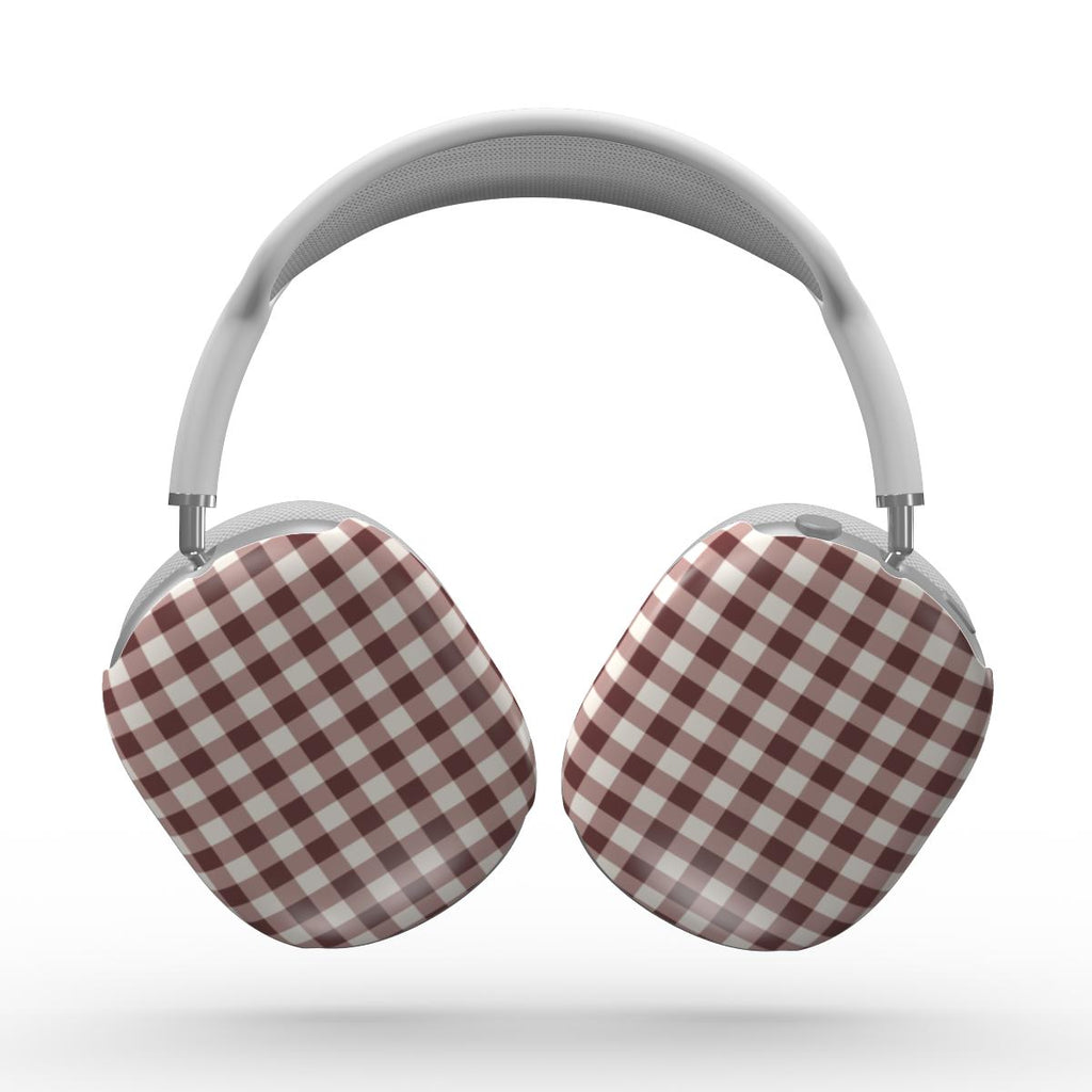 Cherry Mocha Gingham Apple AirPods Max Tough Case — angled view
