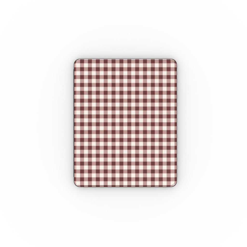 Cherry Mocha Gingham Apple iPad Case — full view, full back print
