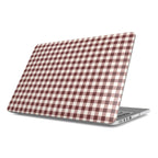 Cherry Mocha Gingham MacBook Case — full view, print at lid scale