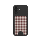 Cherry Mocha Gingham Magnetic Wallet — angled view