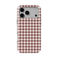 Cherry Mocha Gingham phone case — back view, full print