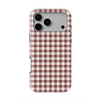 Cherry Mocha Gingham phone case — back view, full print