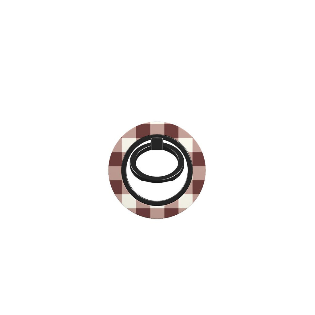 Cherry Mocha Gingham Ring Holder — full view, front print