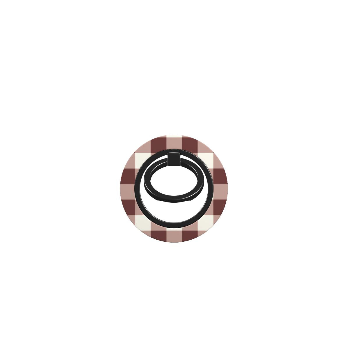 Cherry Mocha Gingham Ring Holder — full view, front print