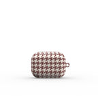 Cherry Mocha Houndstooth Apple AirPods Tough Case — angled view