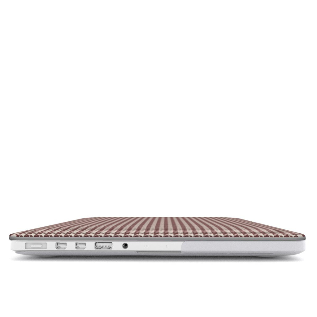 Cherry Mocha Houndstooth MacBook Case — angled view