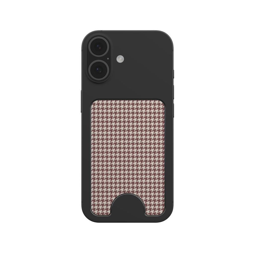 Cherry Mocha Houndstooth Magnetic Wallet — angled view