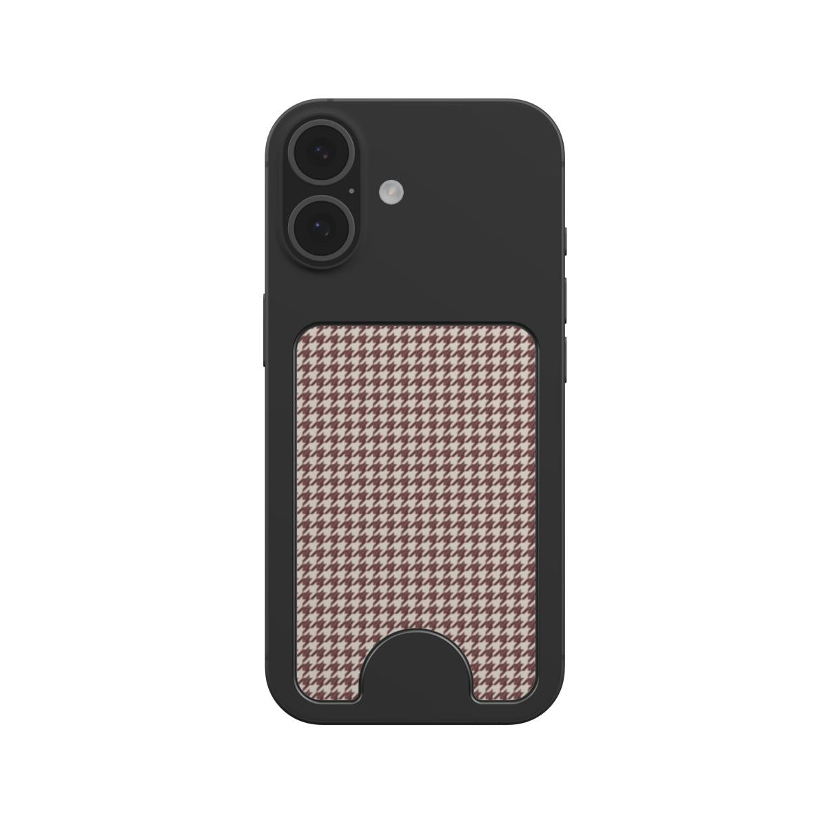 Cherry Mocha Houndstooth Magnetic Wallet — angled view