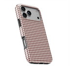 Cherry Mocha Houndstooth phone case — slight angle, side edge visible