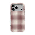Cherry Mocha Houndstooth phone case — back view, full print