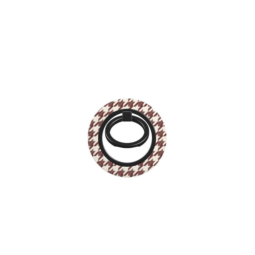Cherry Mocha Houndstooth Ring Holder — full view, front print
