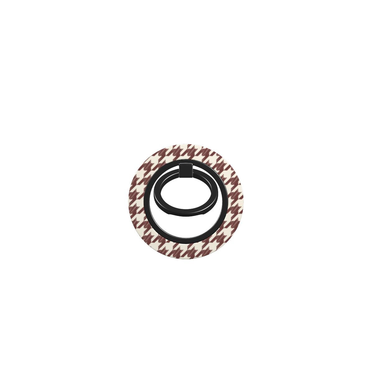Cherry Mocha Houndstooth Ring Holder — full view, front print